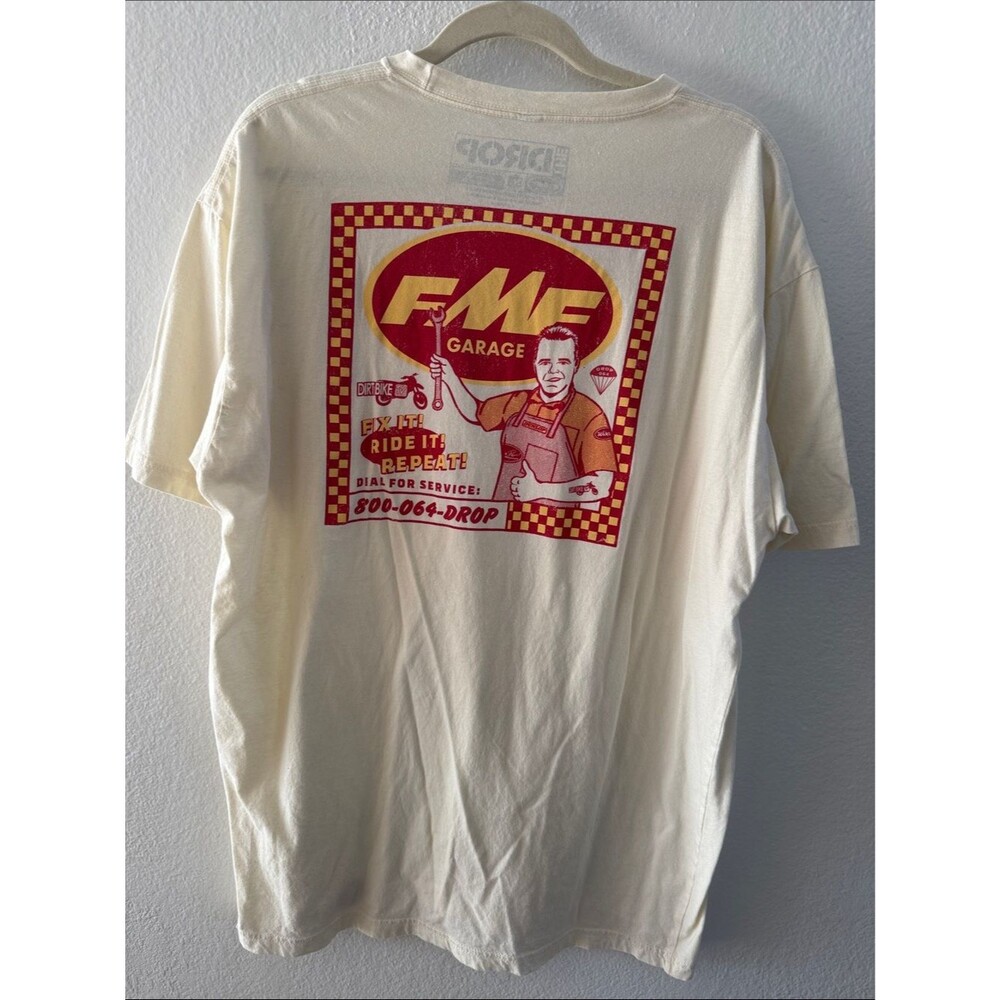 FMF Racing The Drop Limited Edition Graphic Tee Shirt XXL Cream Fix It Ride It